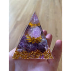Orgonite Amethyst Crystal Pyramid Flower of Life