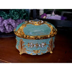 Enamel Jewelry Trinket Box with Crystal Accent