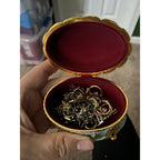 Enamel Jewelry Trinket Box with Crystal Accent