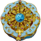 Blue Enamel Jewelry Rhinestone Trinket Box