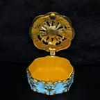 Blue Enamel Jewelry Rhinestone Trinket Box