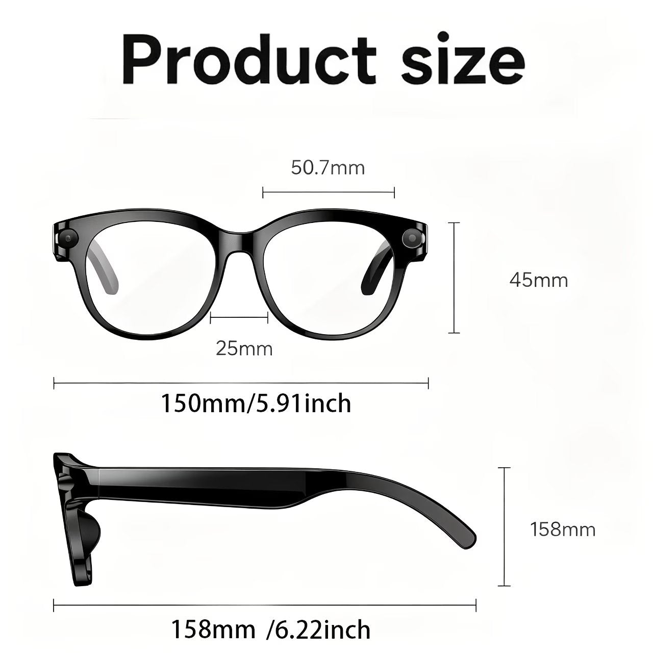 AI Smart Glasses with HD Camera Translation Voice Control