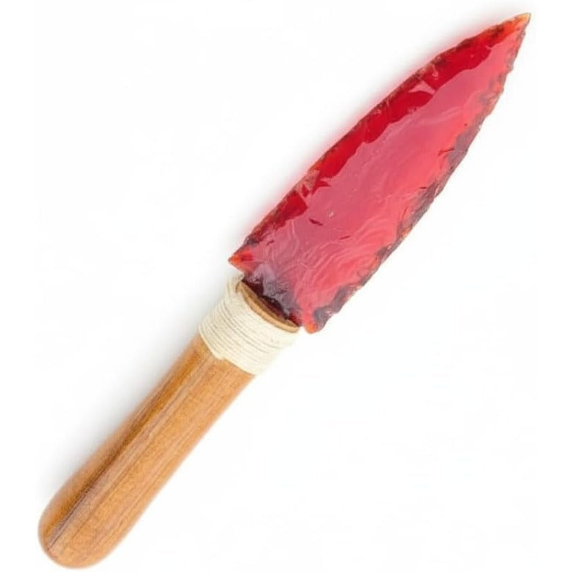 Handmade Red Obsidian Dagger with Wood Handle