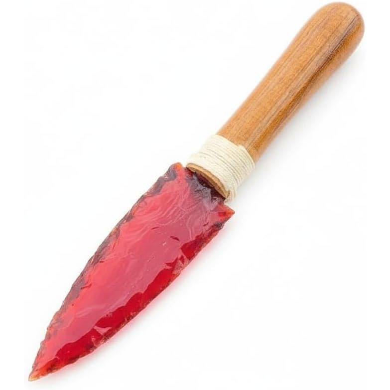 Handmade Red Obsidian Dagger with Wood Handle