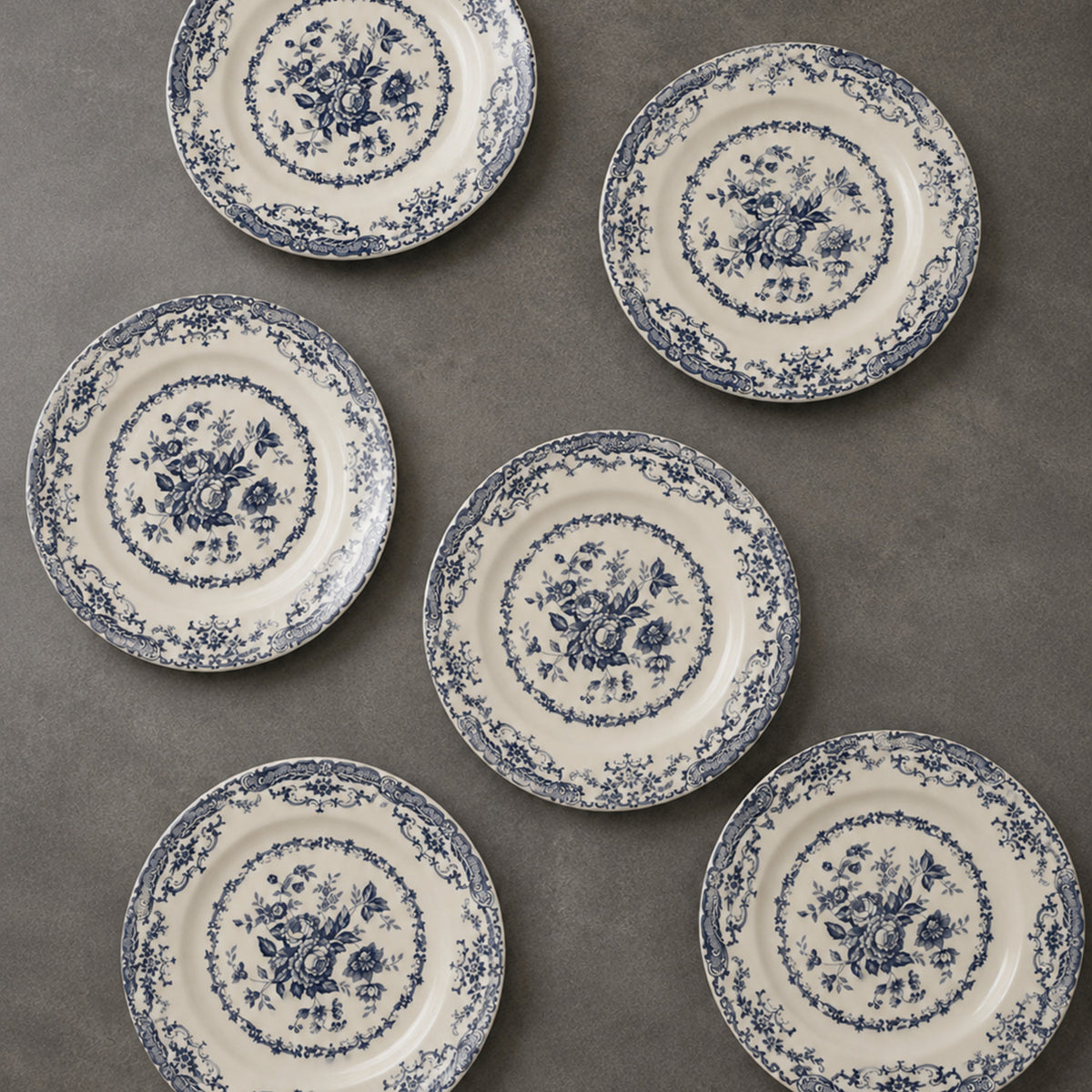 Victorian-Inspired Blue Rose Porcelain Dinner Set