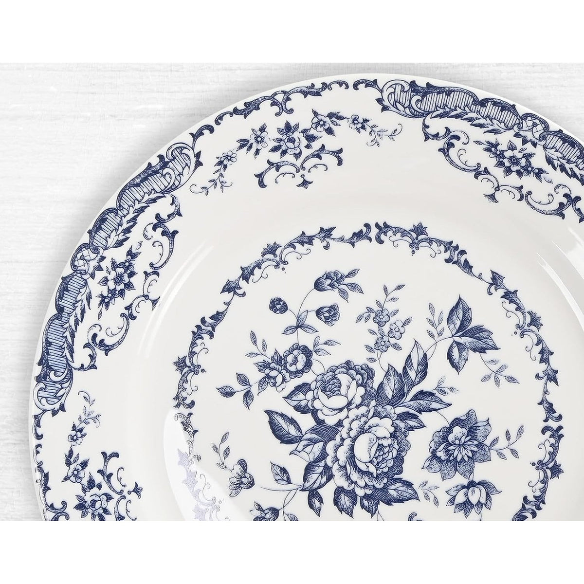 Victorian-Inspired Blue Rose Porcelain Dinner Set