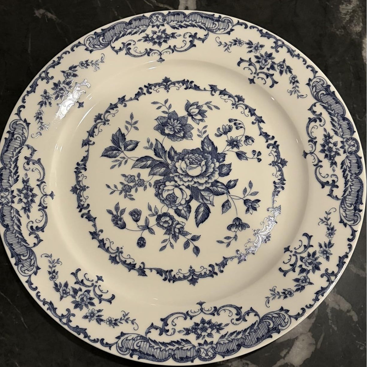 Victorian-Inspired Blue Rose Porcelain Dinner Set