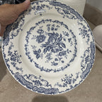 Victorian-Inspired Blue Rose Porcelain Dinner Set