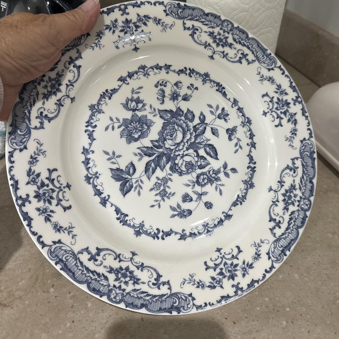 Victorian-Inspired Blue Rose Porcelain Dinner Set