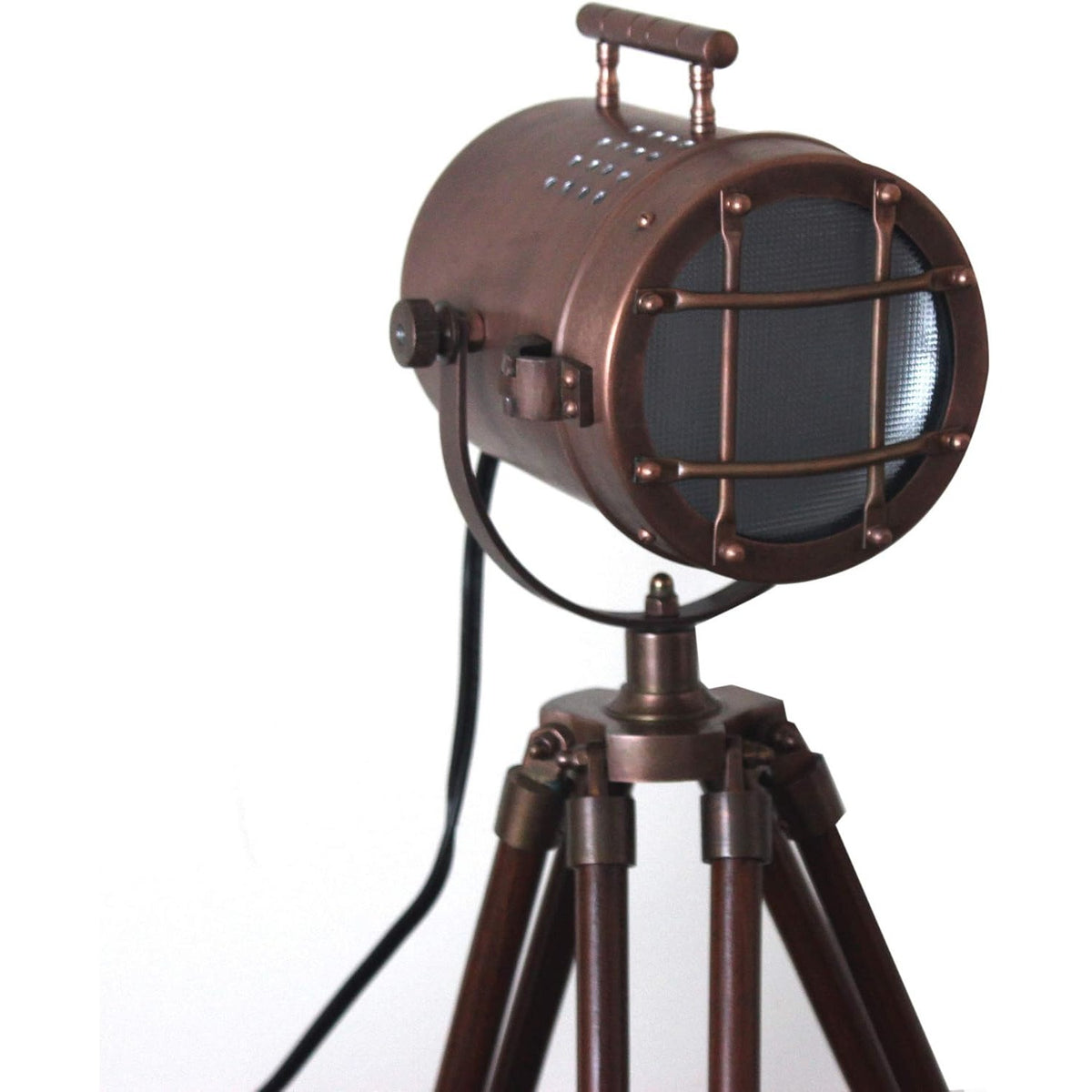 Vintage-Style Nautical Tripod Spotlight Floor Lamp