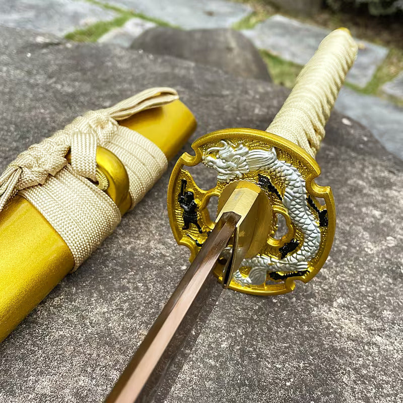 Handmade Carbon Steel Katana with Dragon Scabbard