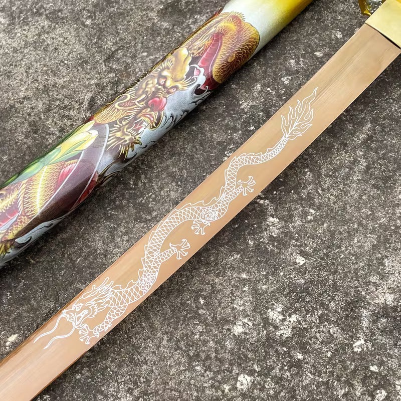 Handmade Carbon Steel Katana with Dragon Scabbard