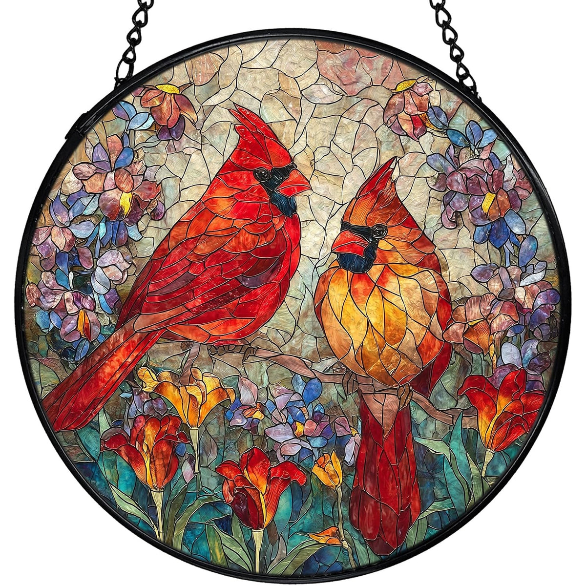 Cardinal Stained Glass Suncatcher