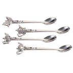 Silver-Plated Tea Spoon Set with Crystal Accents