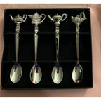 Silver-Plated Tea Spoon Set with Crystal Accents