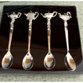 Silver-Plated Tea Spoon Set with Crystal Accents