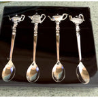 Silver-Plated Tea Spoon Set with Crystal Accents