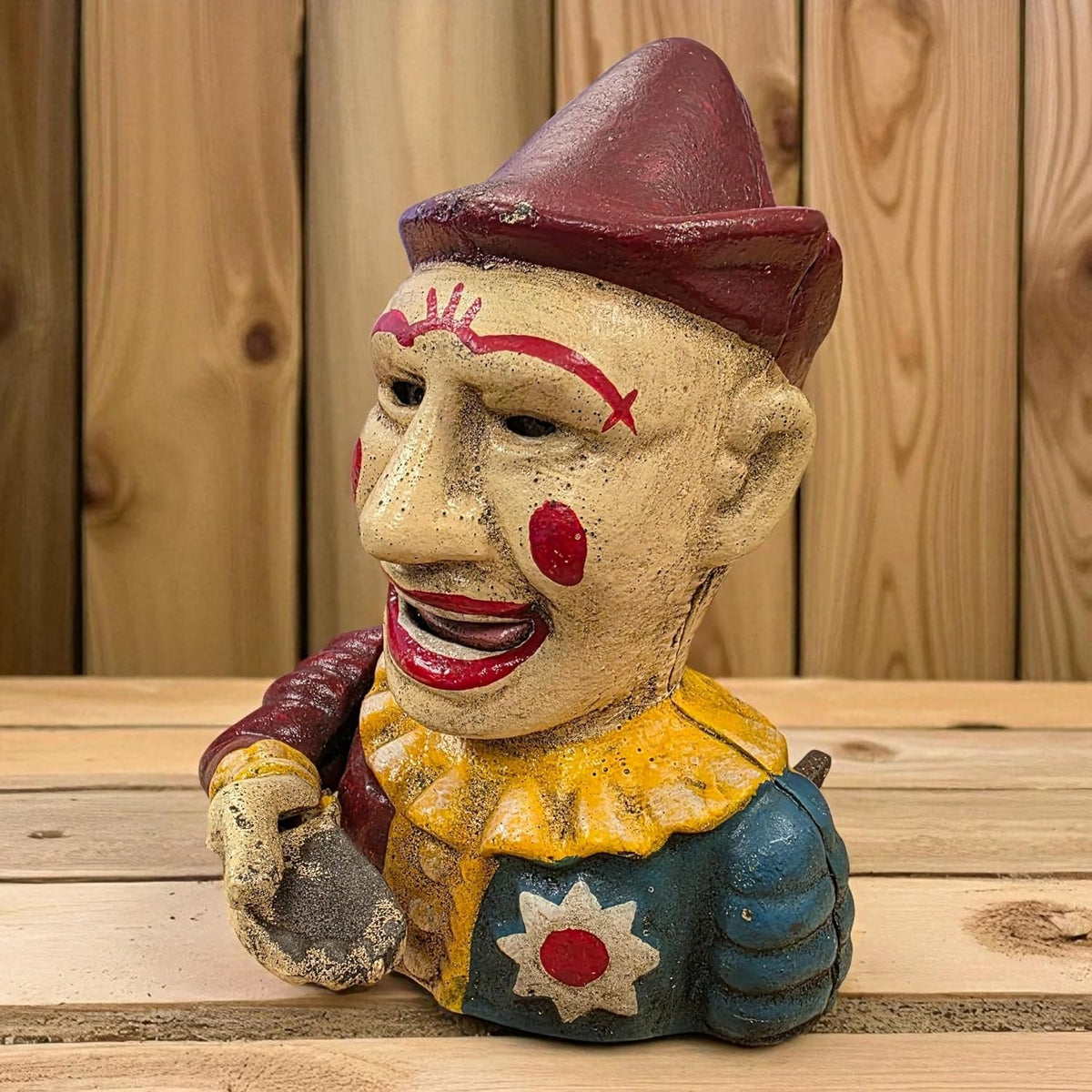Cast Iron Mechanical Clown Vintage-Style Coin Bank