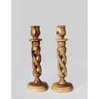 Hand-Carved Bethlehem Olive Wood Candle Holders
