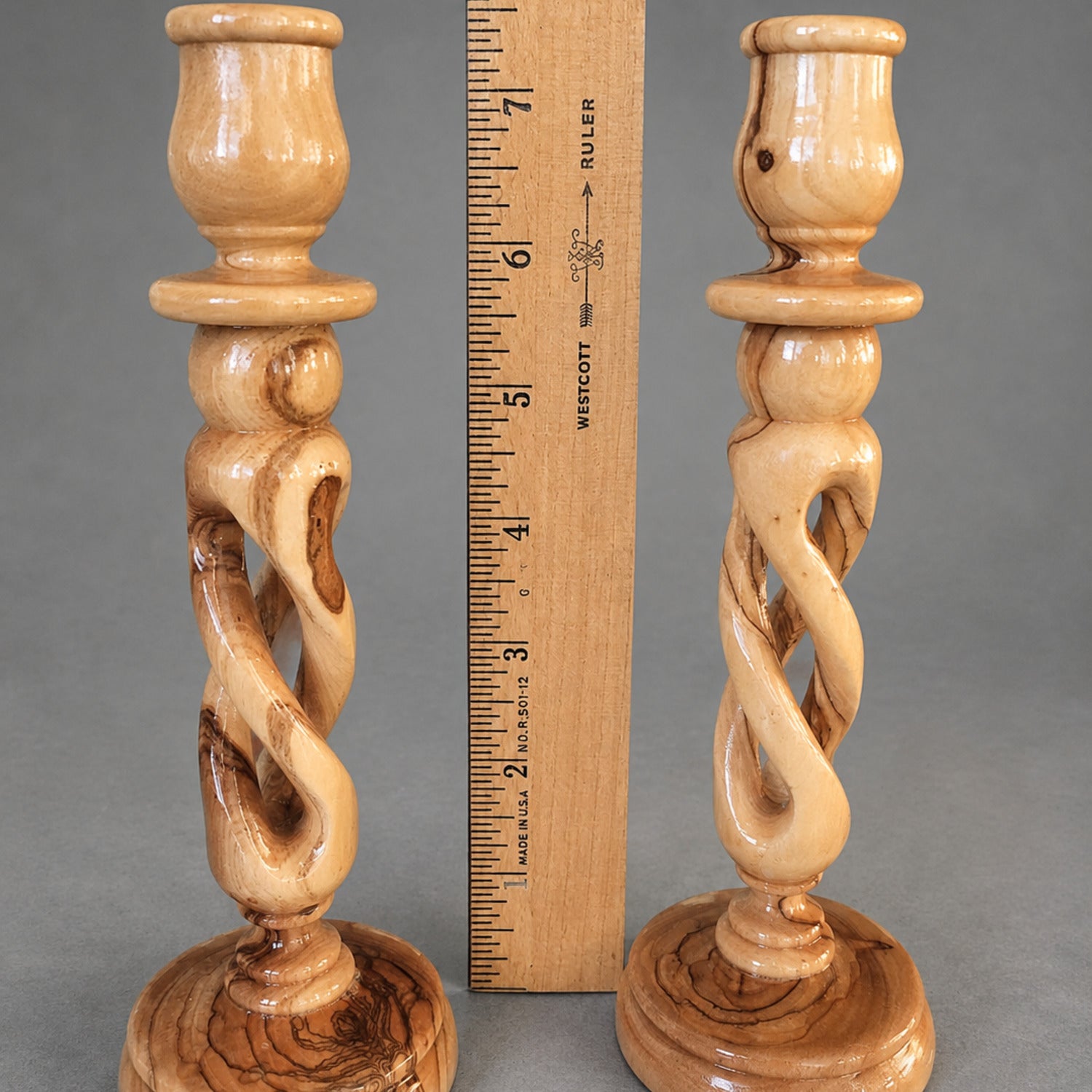 Hand-Carved Bethlehem Olive Wood Candle Holders