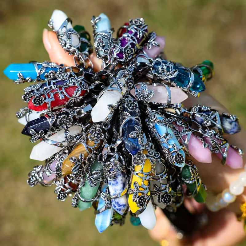 20 Assorted Stone-Style Prism Pendant Necklaces
