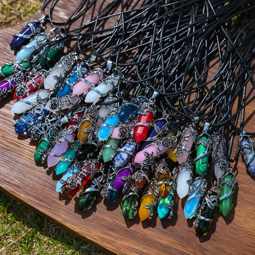 20 Assorted Stone-Style Prism Pendant Necklaces