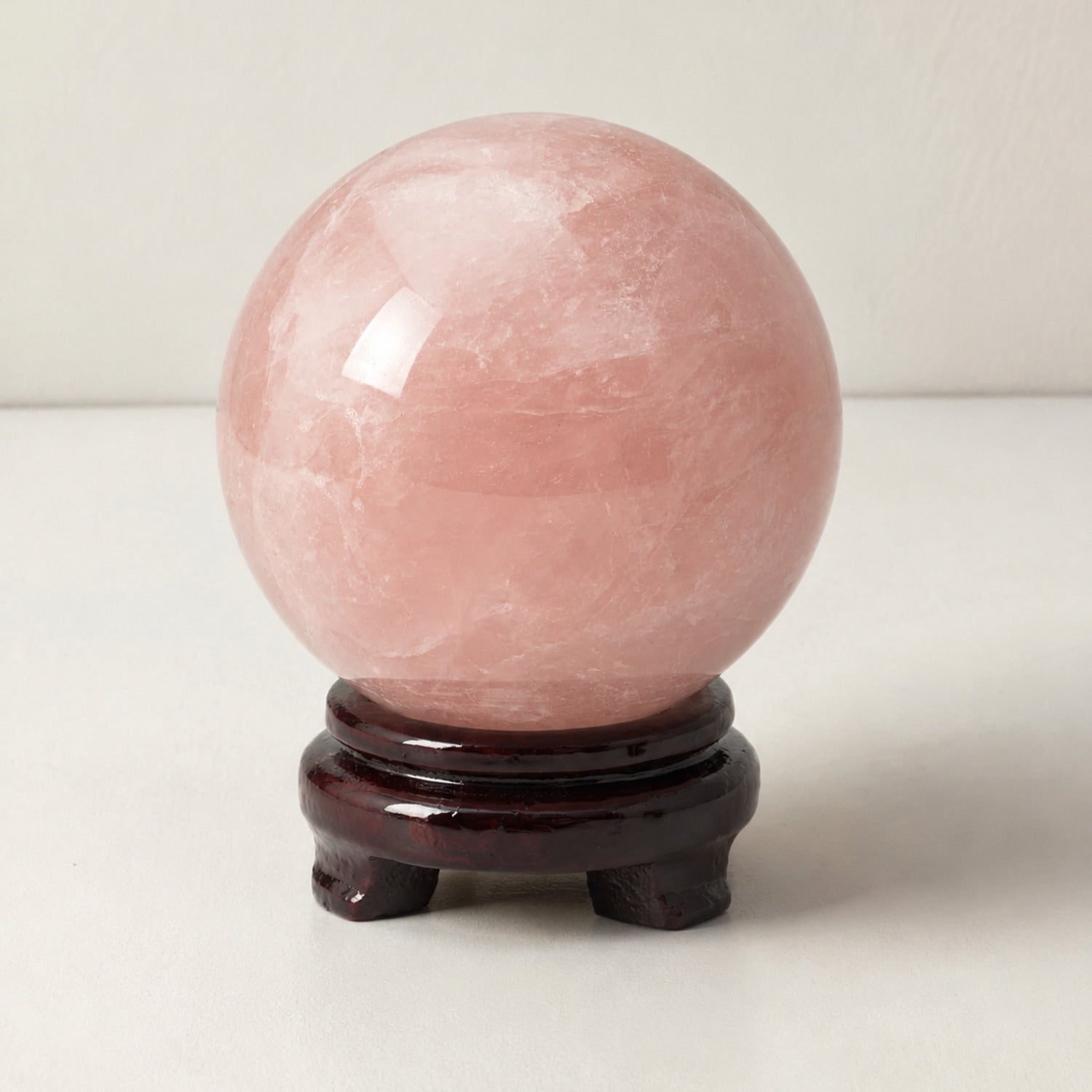Large Natural Rose Quartz Crystal Sphere with Stand