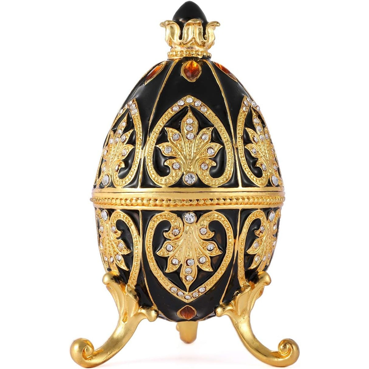 Black Faberge-Style Enameled Trinket Box
