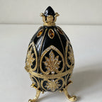 Black Faberge-Style Enameled Trinket Box