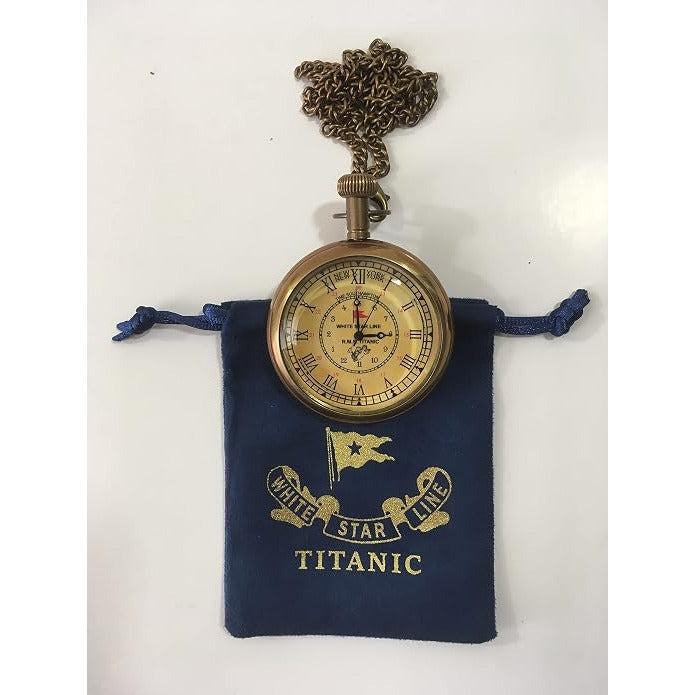 RMS Titanic 1912-Style Pocket Watch with Chain Reproduction