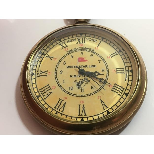 RMS Titanic 1912-Style Pocket Watch with Chain Reproduction