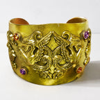 Gold-Plated Dragon Cuff with Amber and Iris Crystals