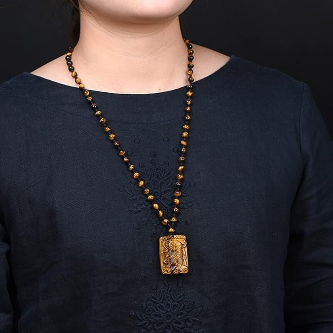 Natural Tiger’s-Eye Pendant Tiger Necklace