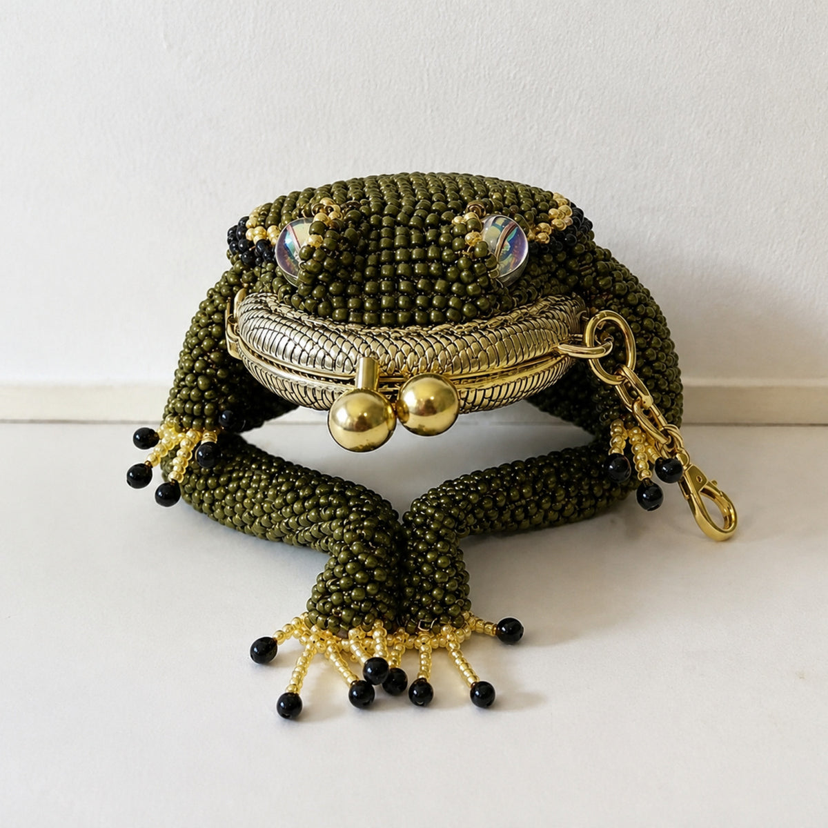 Handmade Beaded Frog Coin Purse Keychain