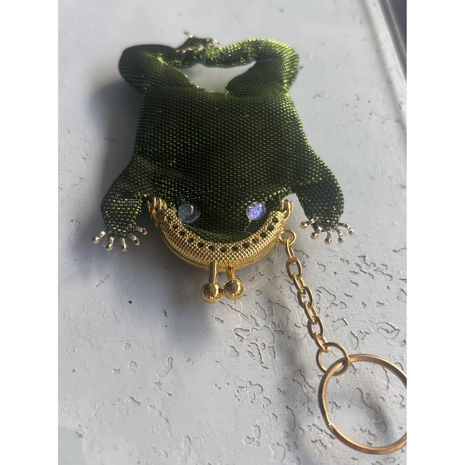 Handmade Beaded Frog Coin Purse Keychain