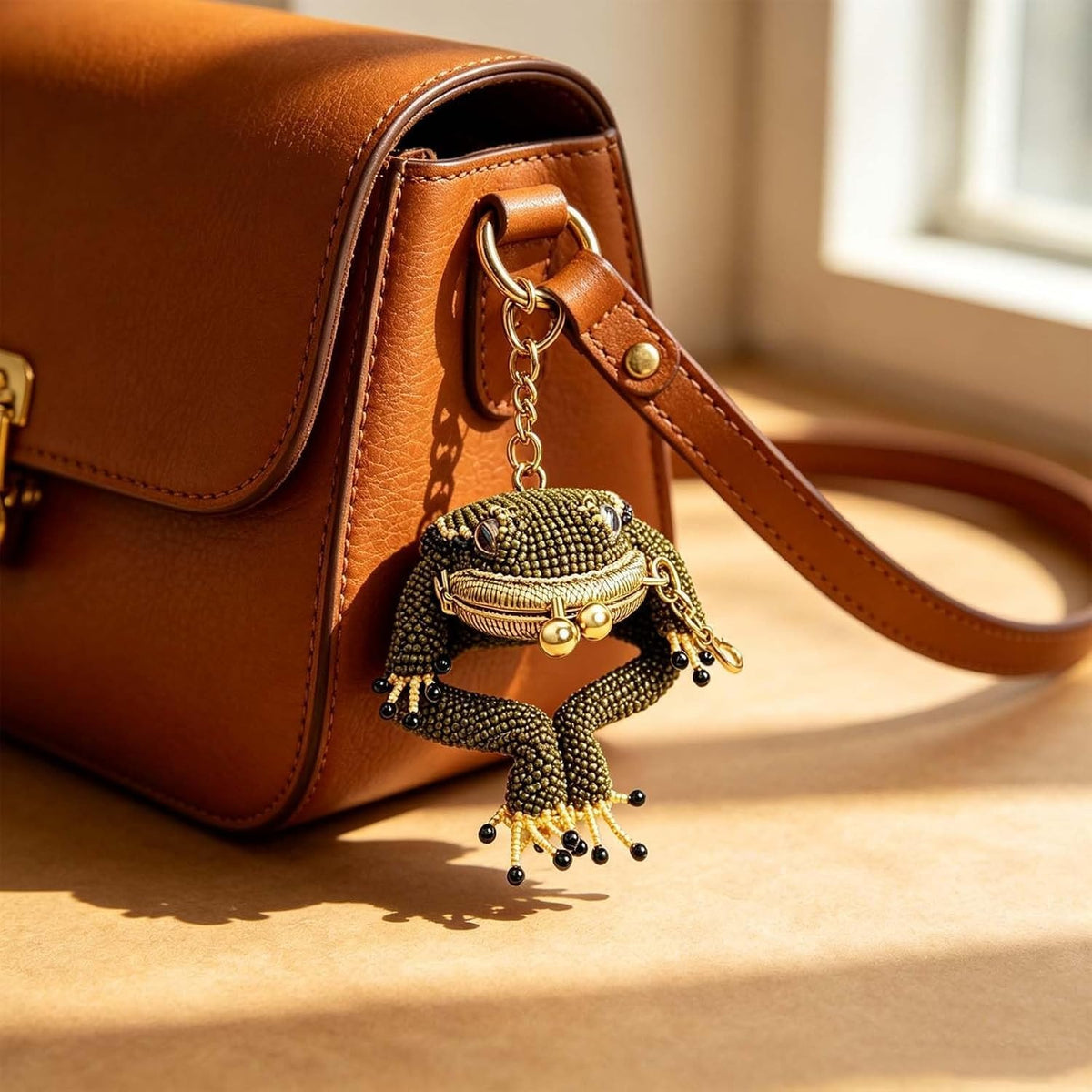 Handmade Beaded Frog Coin Purse Keychain