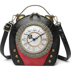 Steampunk-Style Clock Face Crossbody Handbag
