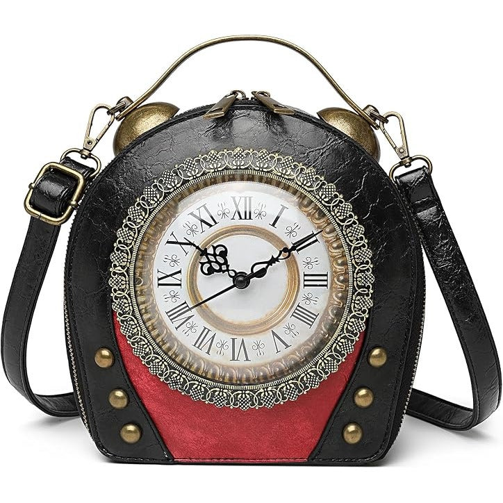 Steampunk-Style Clock Face Crossbody Handbag