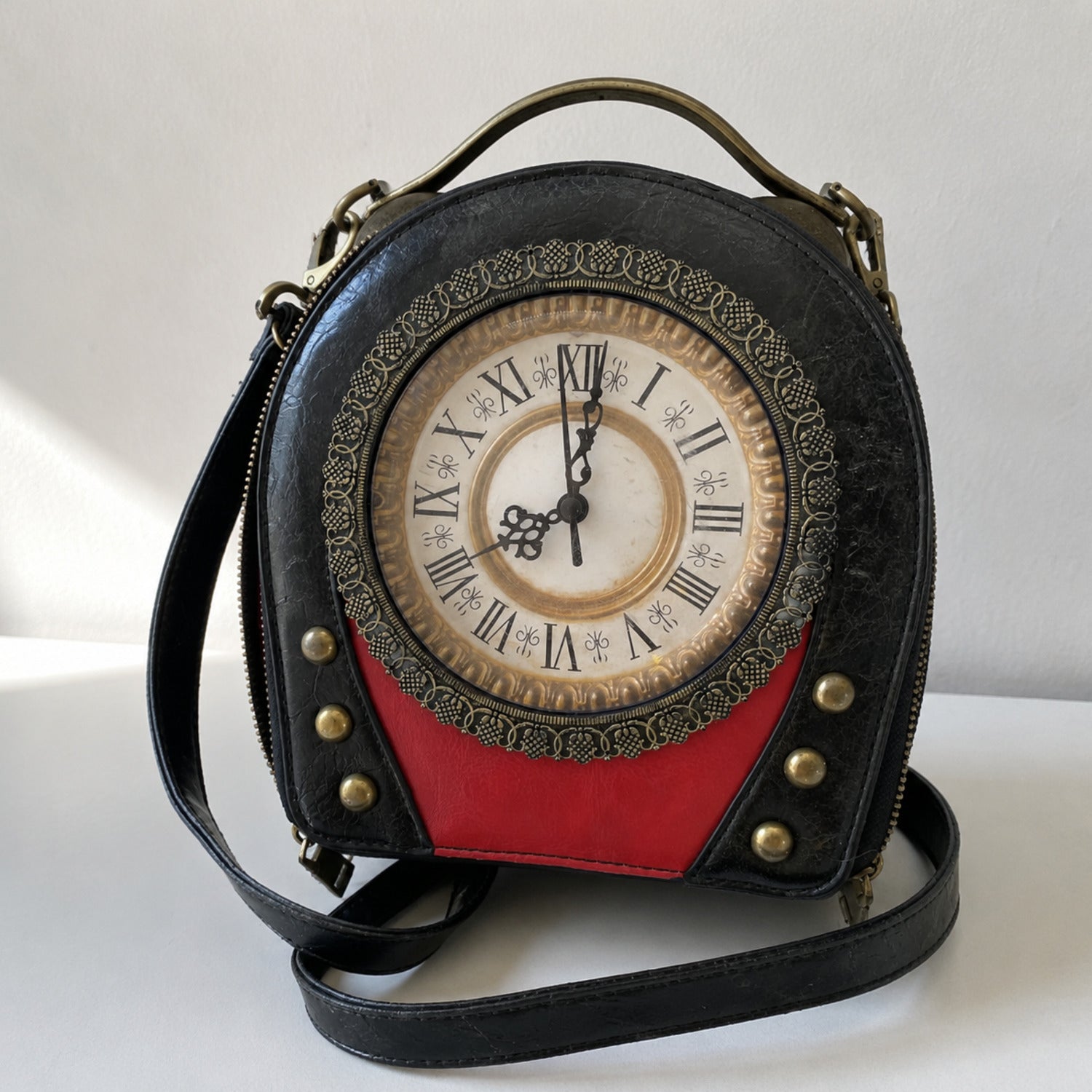 Steampunk-Style Clock Face Crossbody Handbag