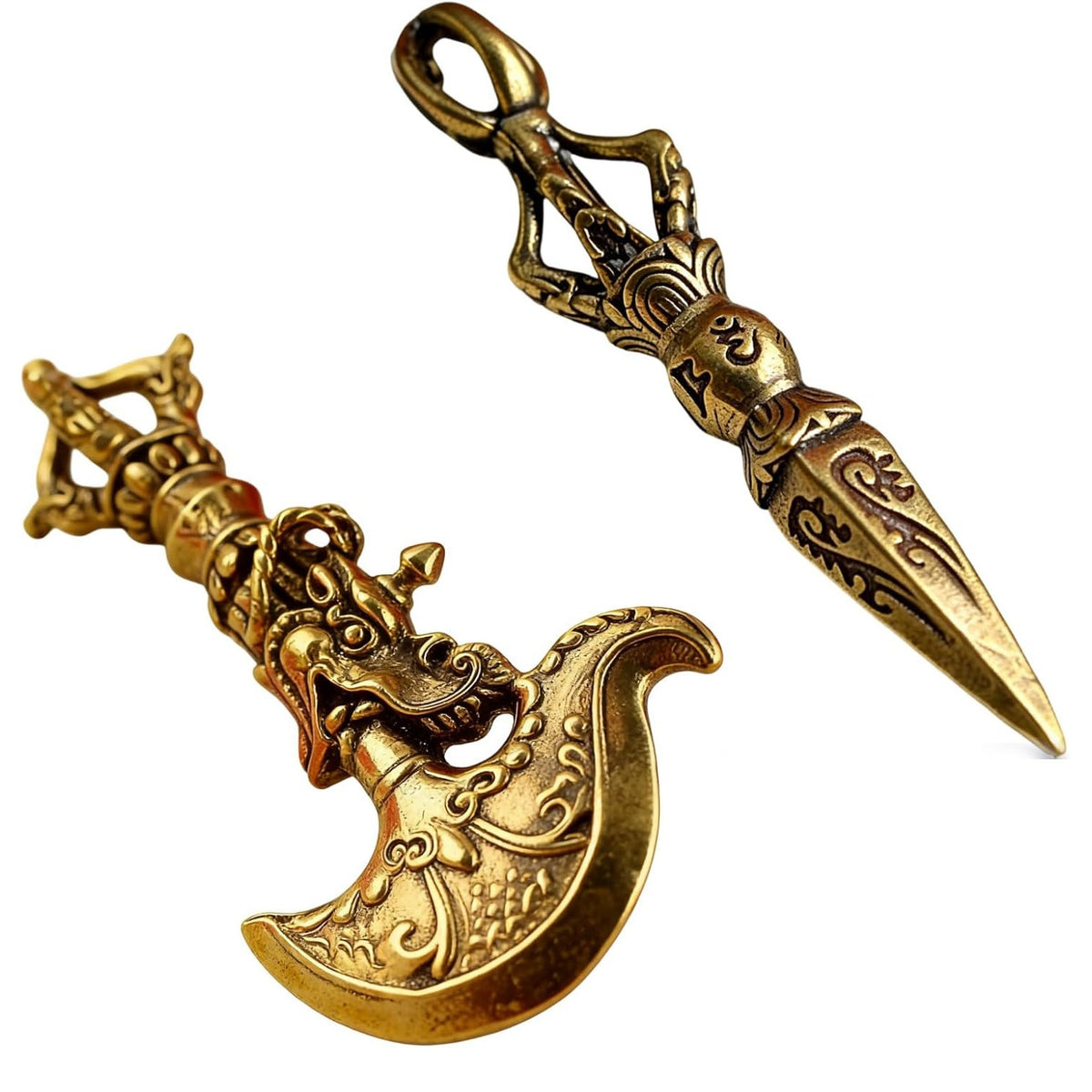 Pair of Handmade Brass Vajra Amulet Ornaments