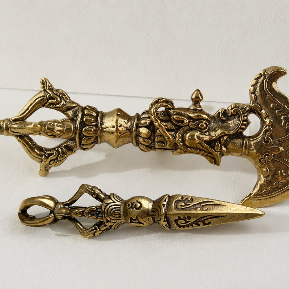 Pair of Handmade Brass Vajra Amulet Ornaments