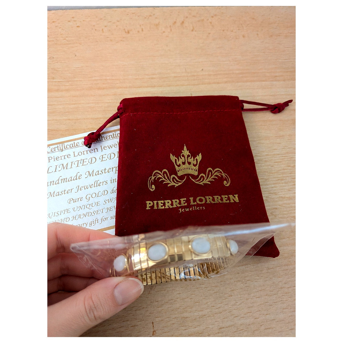 Pierre Lorren 24K Gold White Swarovski Crystal Bracelet