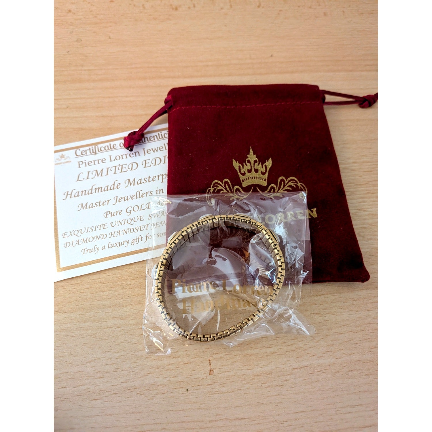 Pierre Lorren 24K Gold White Swarovski Crystal Bracelet