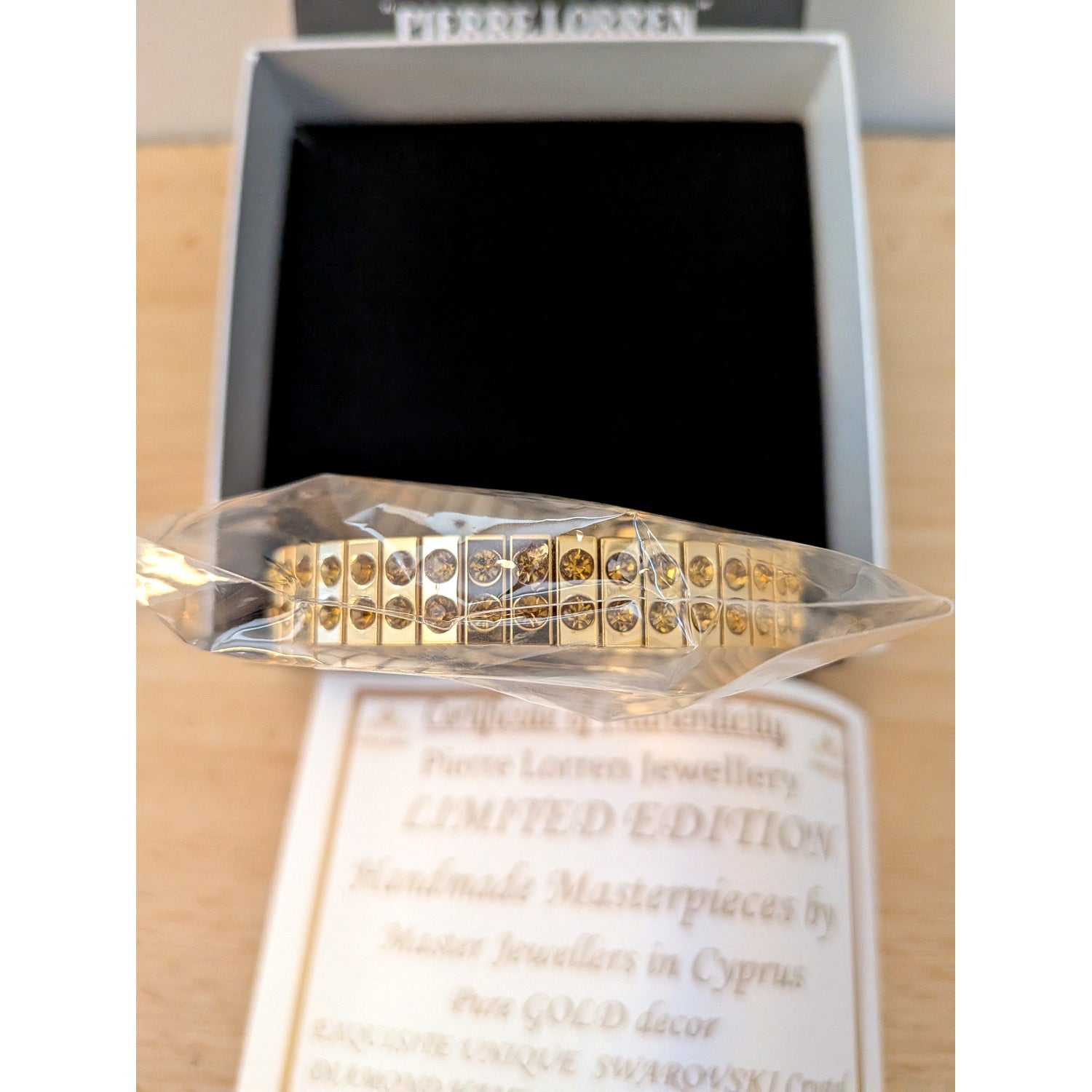 Pierre Lorren 24K Gold Citrine Swarovski Crystal Bracelet