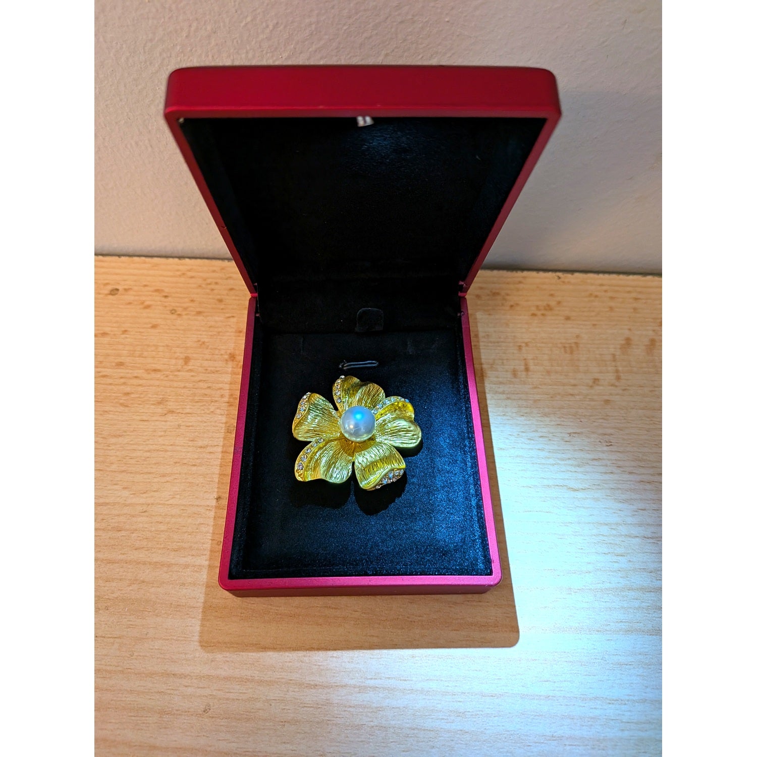 Pierre Lorren Gold-Tone Pearl & Crystal Flower Brooch