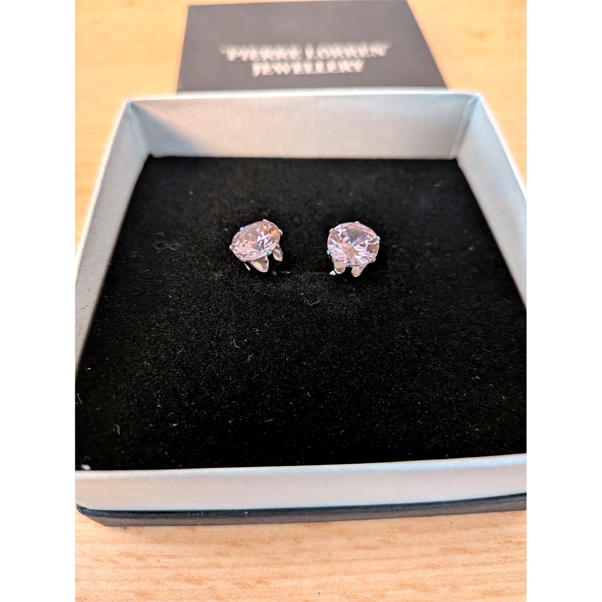 Pierre Lorren Round Pink Sapphire Solitaire Stud Earrings