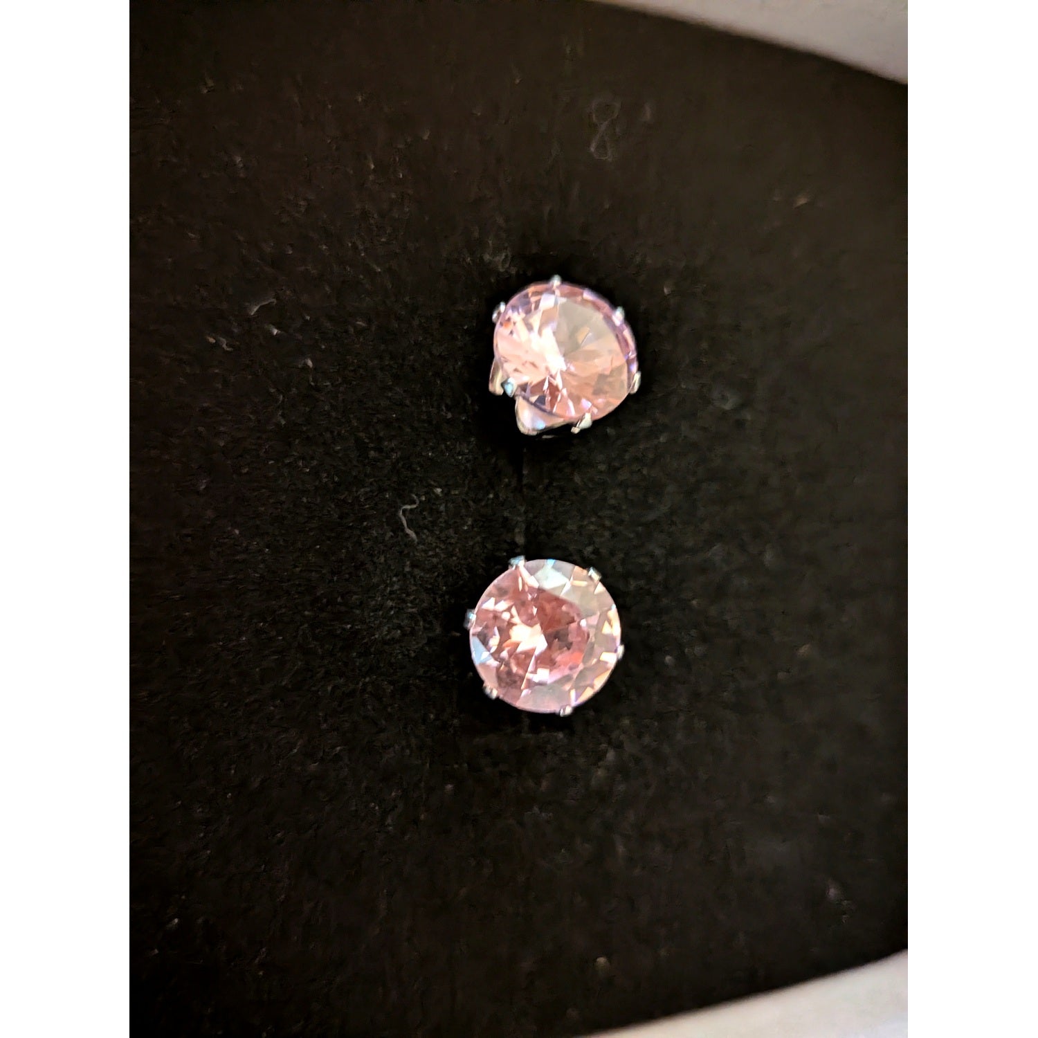 Pierre Lorren Round Pink Sapphire Solitaire Stud Earrings