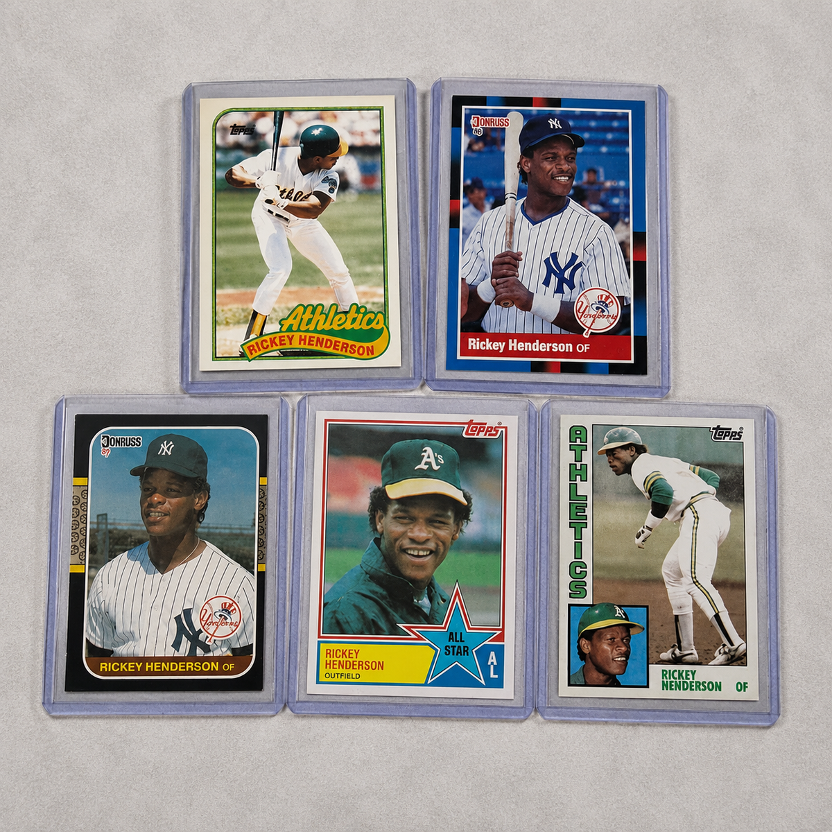 Lot of 5 Ricky Henderson Baseball Cards