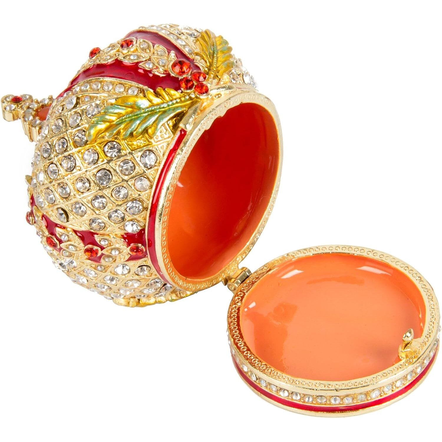 Enameled Royal Crown with Rhinestones Trinket Box