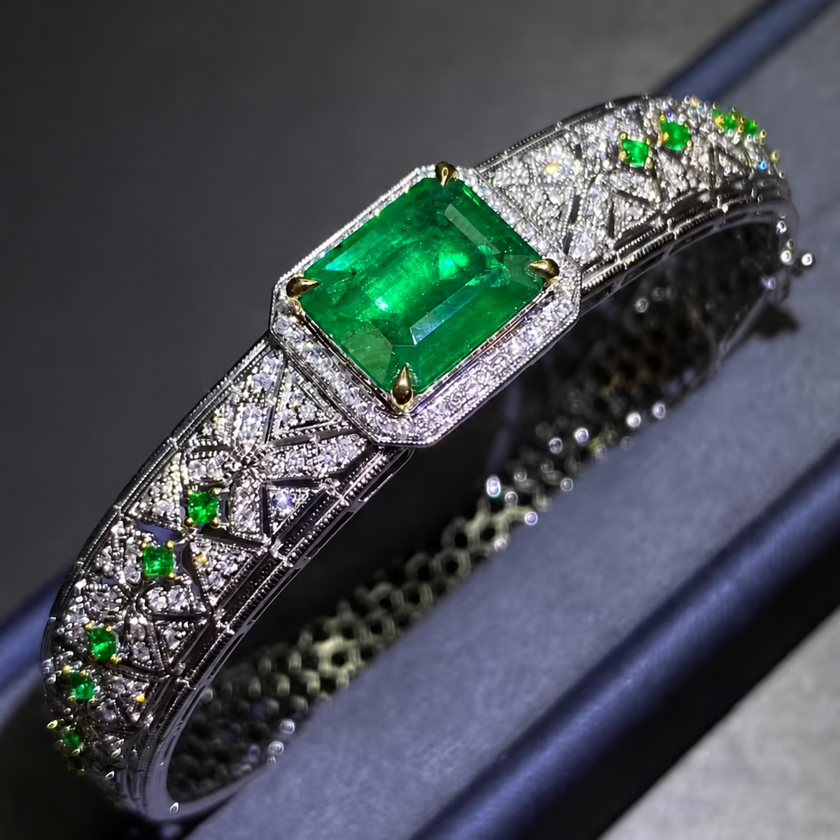 925 Sterling Silver Green Moissanite Bracelet